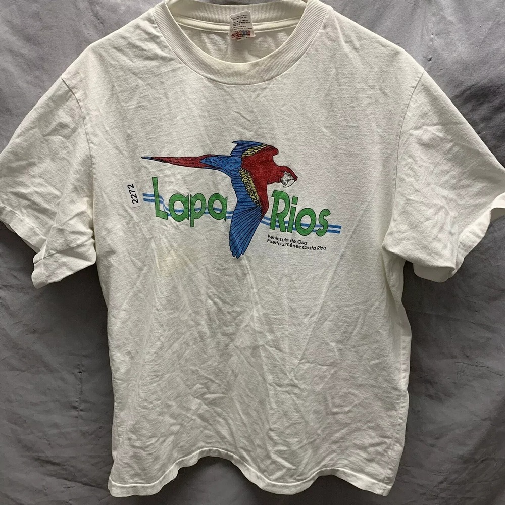 Lapa Rios Shirt Adult Size Large White Shirt Sleeve  Costa Rica Tourist Men's
